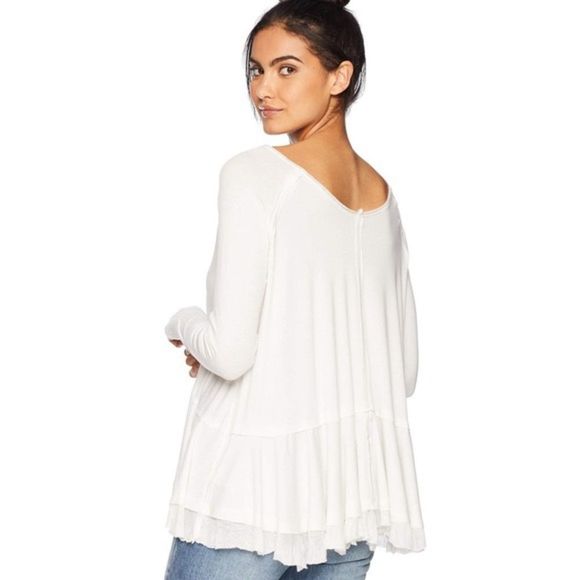 NWOT Free People Tangerine Long Sleeve Tee - White SIZE M - Picture 2 of 9